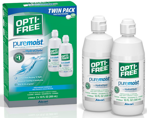 Opti-Free Puremoist Multi-Purpose Disinfecting Solution with Lens Case, 20 Fl Oz (pack of 2)