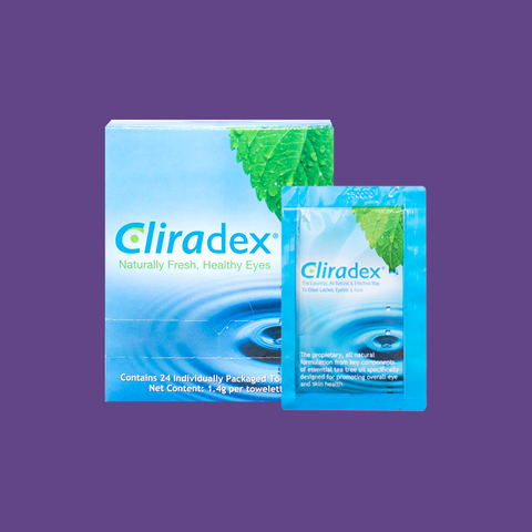 Cliradex Wipes - Tea Tree Oil Extract Eyelid Cleanser for Demodex, Blepharitis and Dry Eye (24ct)