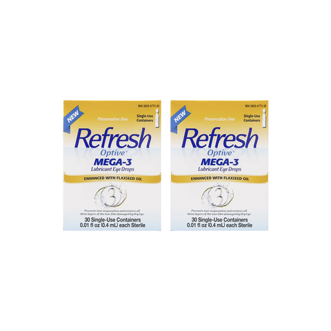 Refresh Optive Lubricant Eye Drops, Mega-3 - (2 x 30 pack) 60ct Pack