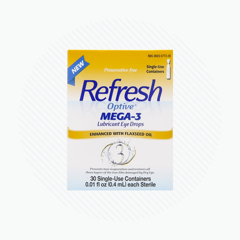 Refresh Optive MEGA-3 Lubricant Eye Drops Preservative-Free Artificial Tears (0.4 mL), 30 Single-Use Container Vials