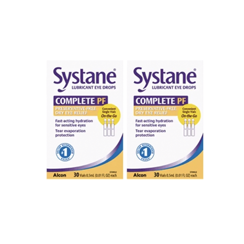 Systane Complete Preservative-Free Lubricant Eye Drops 60ct Vials, (2x30 Ct)